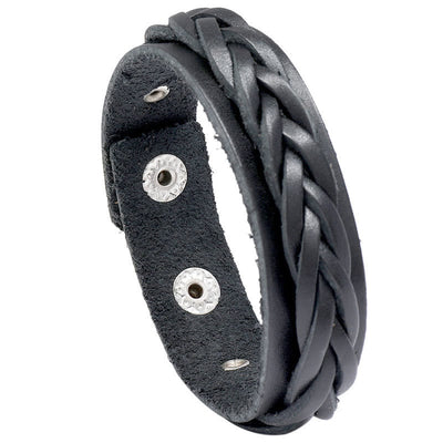 Bracelet Foviel tressé vintage en cuir avec boucle réglable renforcée