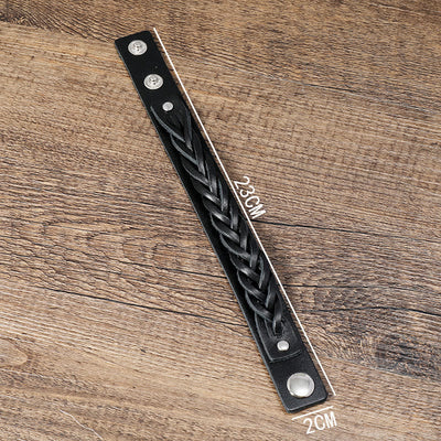 Bracelet Foviel tressé vintage en cuir avec boucle réglable renforcée