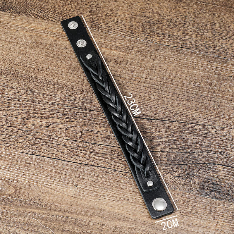 Bracelet Foviel tressé vintage en cuir avec boucle réglable renforcée