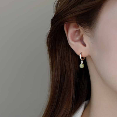 Foviel Round Jade Bead Prosperity Earrings