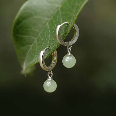 Foviel Round Jade Bead Prosperity Earrings