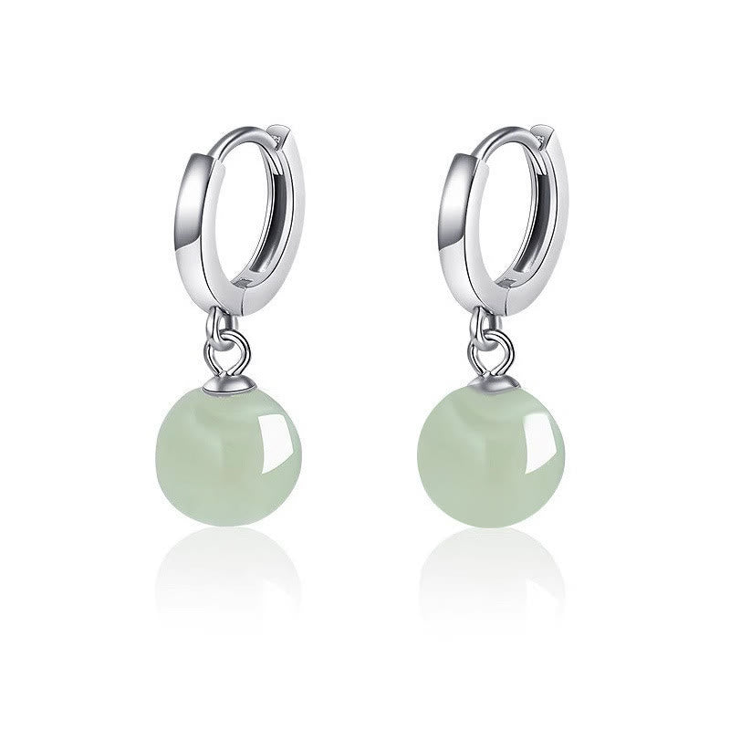Foviel Round Jade Bead Prosperity Earrings
