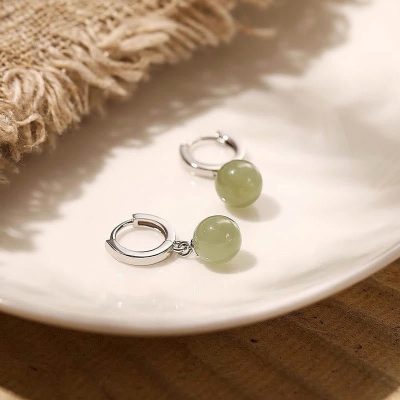 Foviel Round Jade Bead Prosperity Earrings