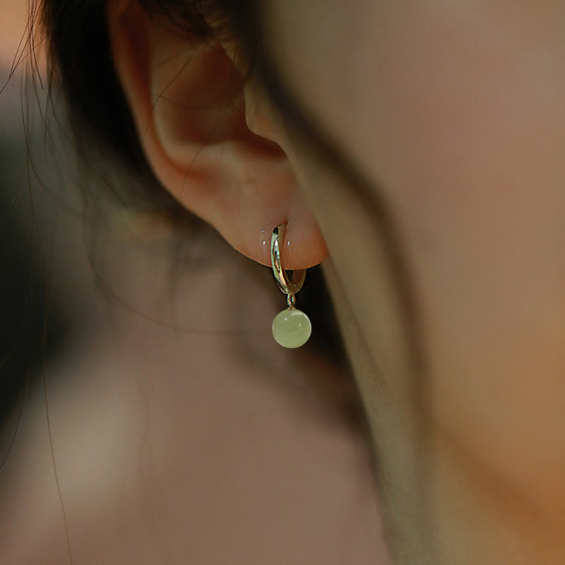 Foviel Round Jade Bead Prosperity Earrings