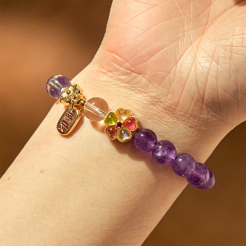 Buddha Stones "All the best for Calm and Wisdom" Amethyst Safe Bracelet Includes Gift Message Card - image 10