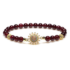 Foviel Natürliche Granat Blume Zircon Perlenschutz Armband