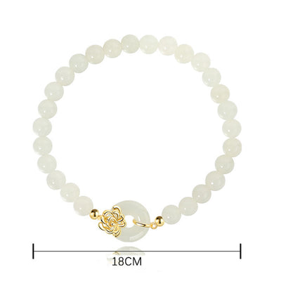 Foviel 925 Sterling Silver Natural Hetian Jade Autumn Chrysanthemum Peace Buckle Prosperity Bracelet