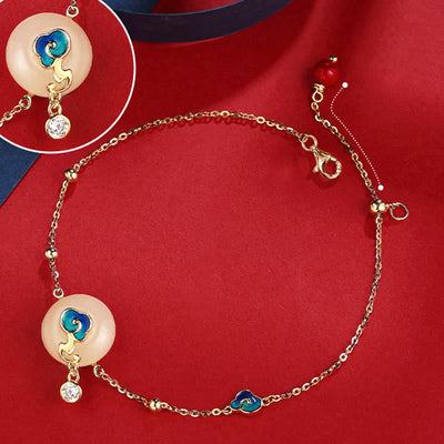 Bracelet Foviel en argent sterling 925, jade de Khotan naturel, motif de nuages de bon augure et d'abondance
