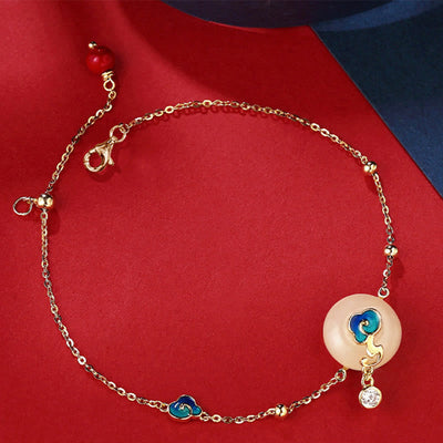 Bracelet Foviel en argent sterling 925, jade de Khotan naturel, motif de nuages de bon augure et d'abondance