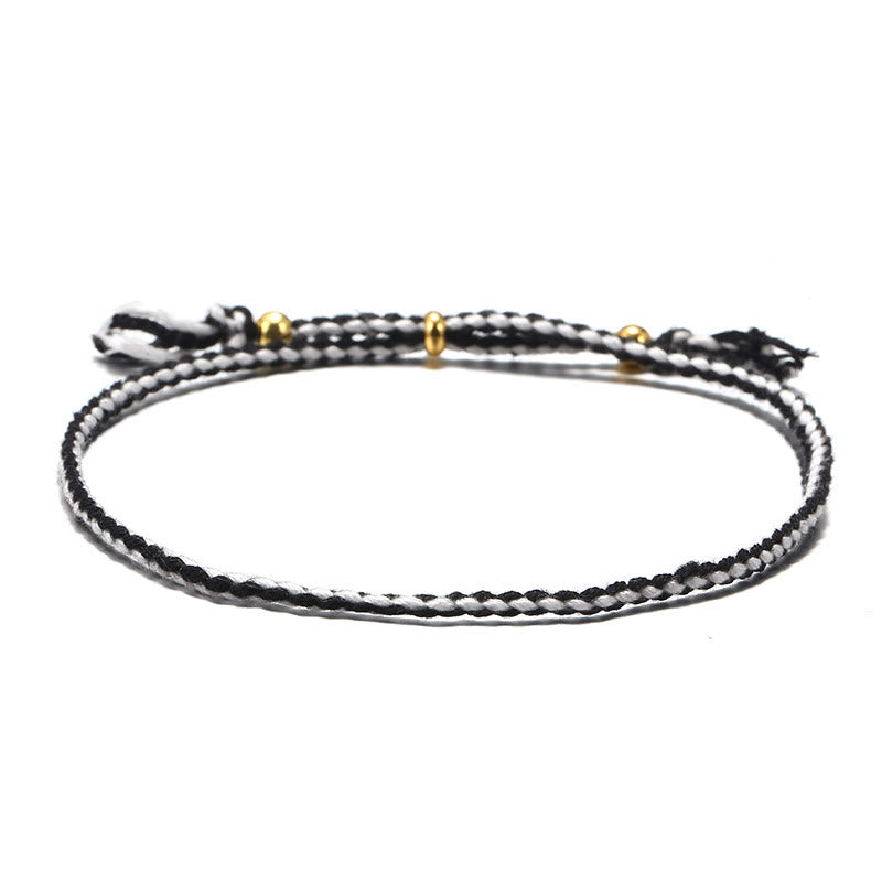 Bracelet d'harmonie réglable Foviel fait main avec pompon tressé en corde colorée