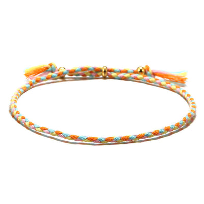 Bracelet d'harmonie réglable Foviel fait main avec pompon tressé en corde colorée