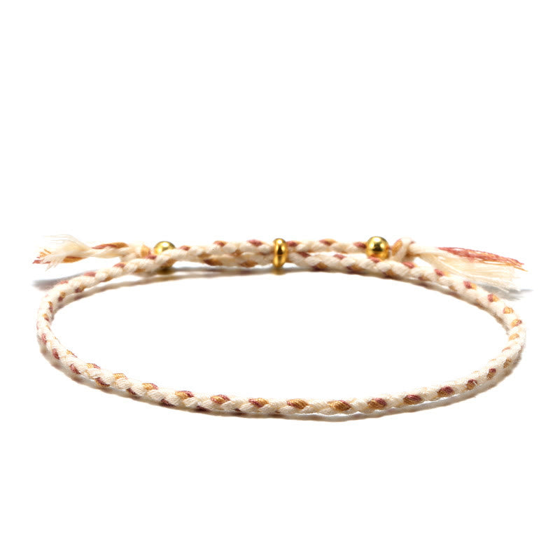 Bracelet d'harmonie réglable Foviel fait main avec pompon tressé en corde colorée