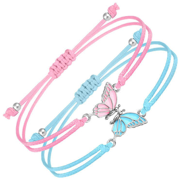 Foviel 2Pcs Handmade Braided Rope Butterfly Freedom Bracelet