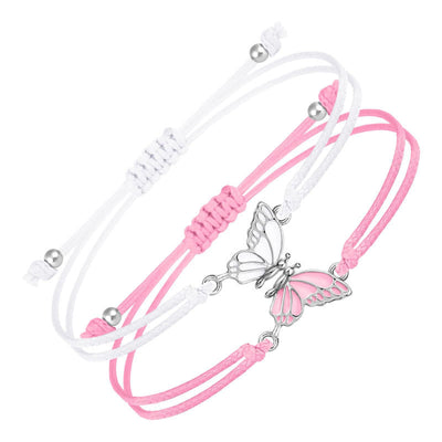 Foviel 2Pcs Handmade Braided Rope Butterfly Freedom Bracelet