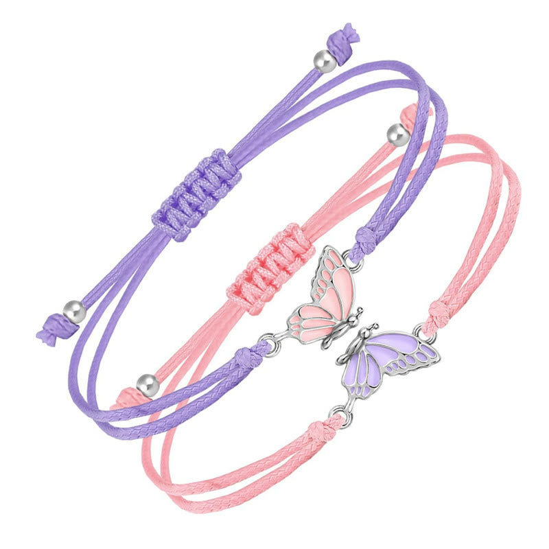 Foviel 2Pcs Handmade Braided Rope Butterfly Freedom Bracelet