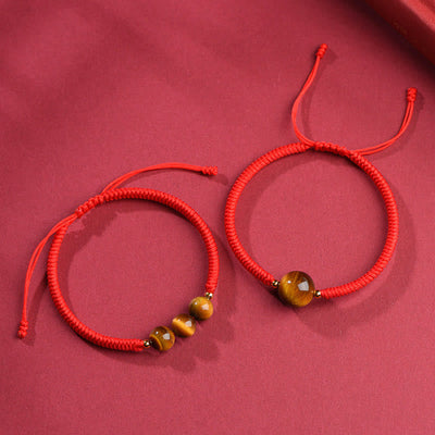 Foviel Handmade Tiger Eye Bead Luck Protection Rope Bracelet