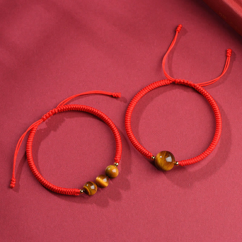 Foviel Handmade Tiger Eye Bead Luck Protection Rope Bracelet