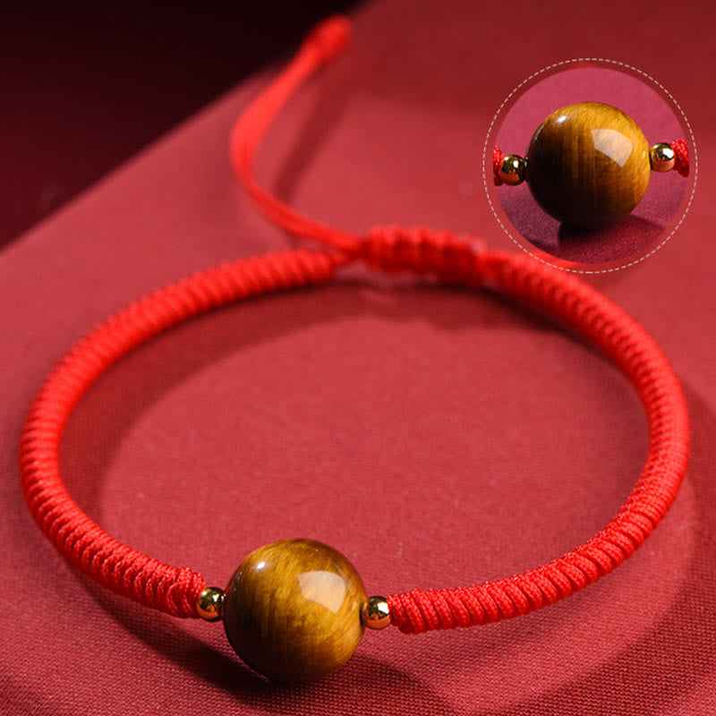 Foviel Handmade Tiger Eye Bead Luck Protection Rope Bracelet