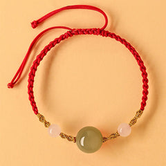 Foviel Hetian Jade Black Onyx Red Agate Bead Luck Braided Bracelet