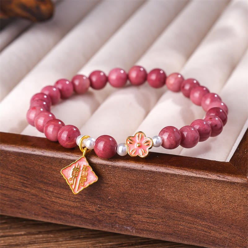 Foviel Rhodonit Pfirsichblüten-Liebes-Energie Armband