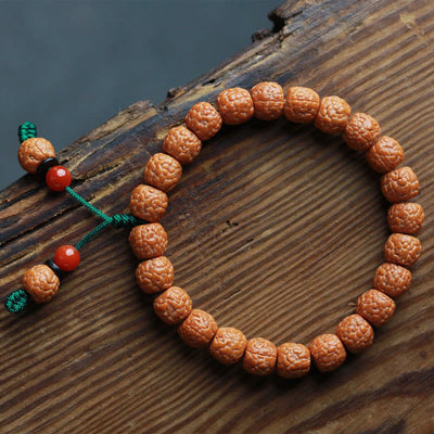 Foviel Tibetan Rudraksha Bodhi Seed Agate Wealth Bracelet