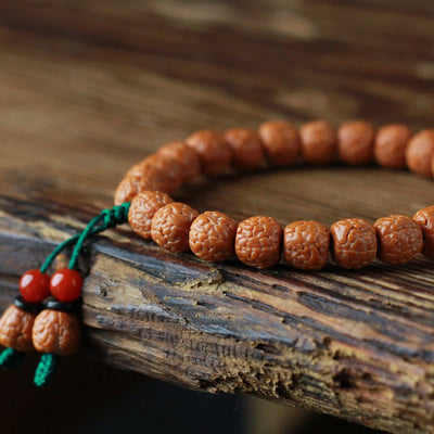Foviel Tibetan Rudraksha Bodhi Seed Agate Wealth Bracelet