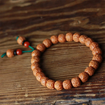 Foviel Tibetan Rudraksha Bodhi Seed Agate Wealth Bracelet