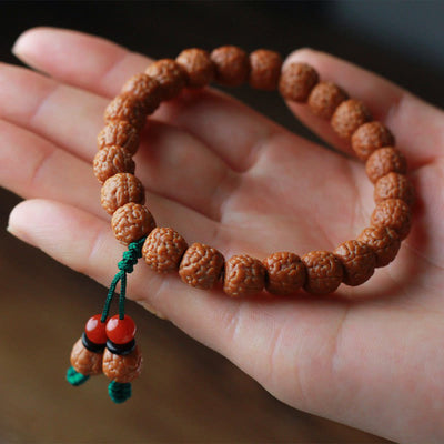 Foviel Tibetan Rudraksha Bodhi Seed Agate Wealth Bracelet