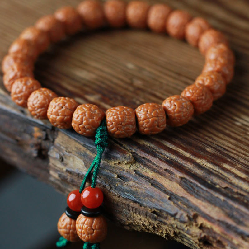 Bracelet de richesse en agate et graines de Bodhi Rudraksha tibétain Foviel