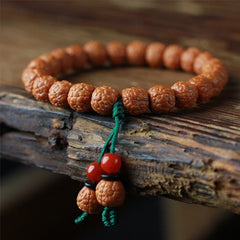 Foviel Tibetan Rudraksha Bodhi Seed Agate Wealth Bracelet