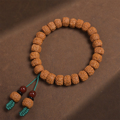 Foviel Tibetan Rudraksha Bodhi Seed Agate Wealth Bracelet