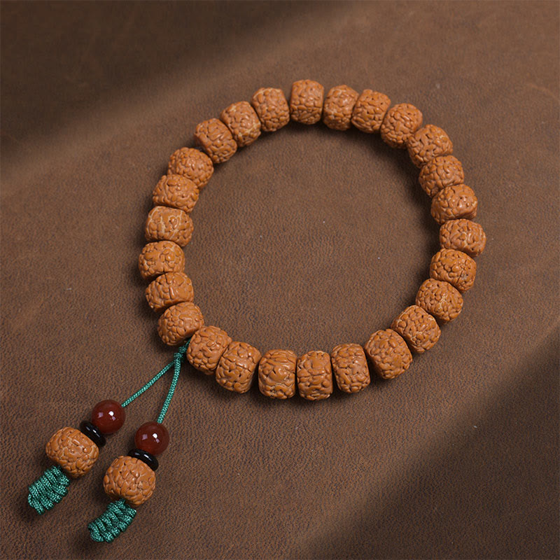 Bracelet de richesse en agate et graines de Bodhi Rudraksha tibétain Foviel