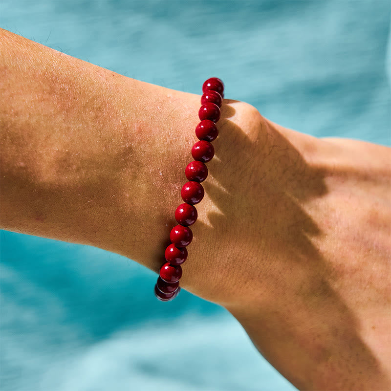 Foviel Natural Cinnabar Beads Pixiu Blessing Bracelet
