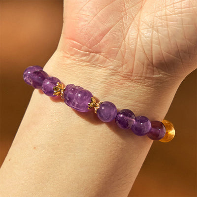 Foviel Citrine Amethyst Pixiu Prosperity Bracelet