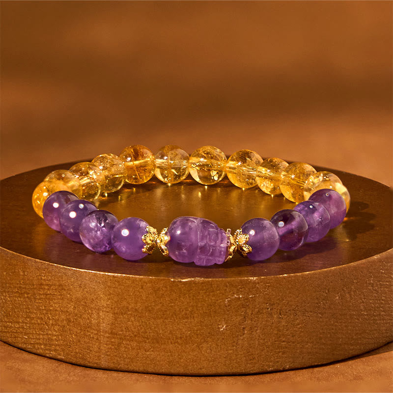 Foviel Citrine Amethyst Pixiu Prosperity Bracelet