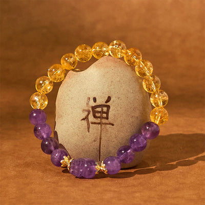 Foviel Citrine Amethyst Pixiu Prosperity Bracelet