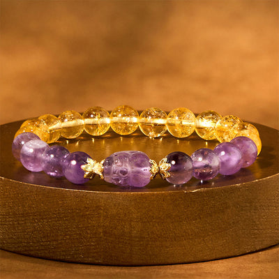 Foviel Citrine Amethyst Pixiu Prosperity Bracelet