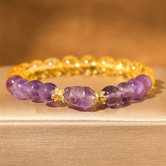 Foviel Citrine Amethyst Pixiu Prosperity Bracelet