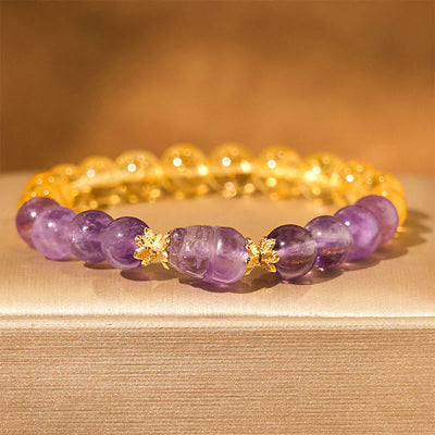 Foviel Citrine Amethyst Pixiu Prosperity Bracelet