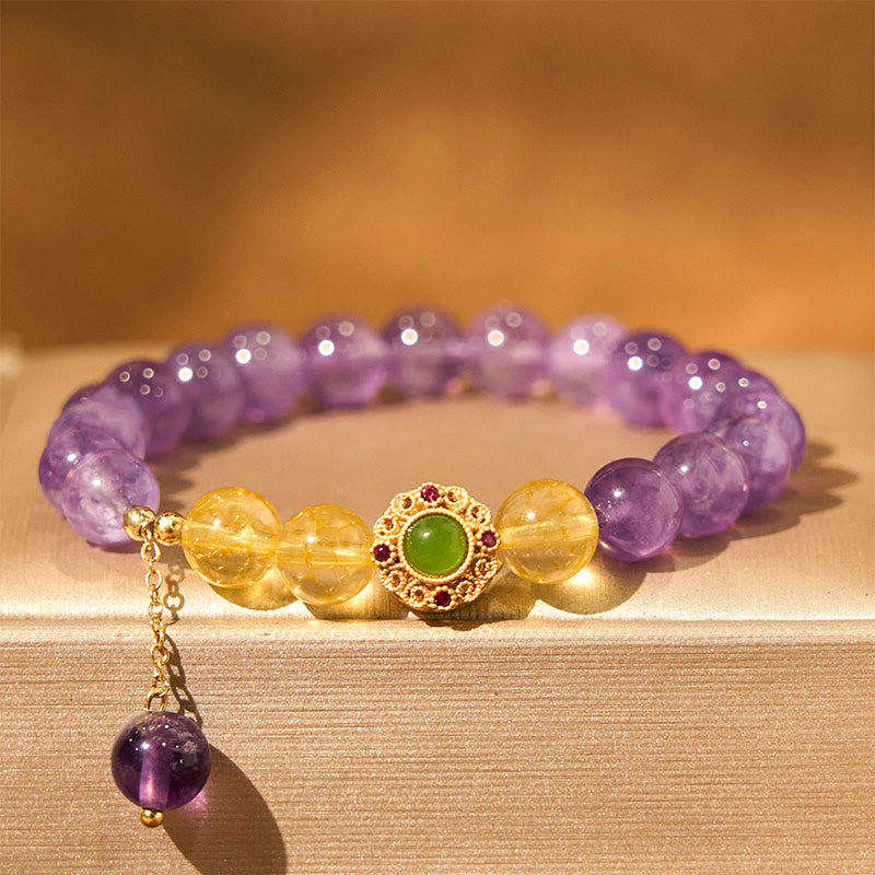 Foviel Natural Amethyst Meditation Balance Bracelet