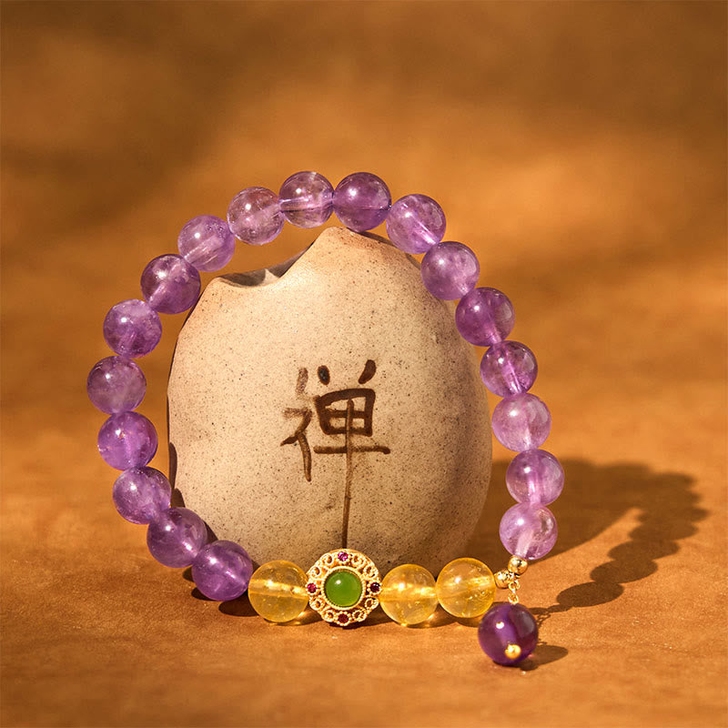 Foviel Natural Amethyst Meditation Balance Bracelet