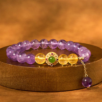 Foviel Natural Amethyst Meditation Balance Bracelet