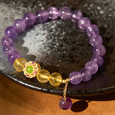 Foviel Natural Amethyst Meditation Balance Bracelet