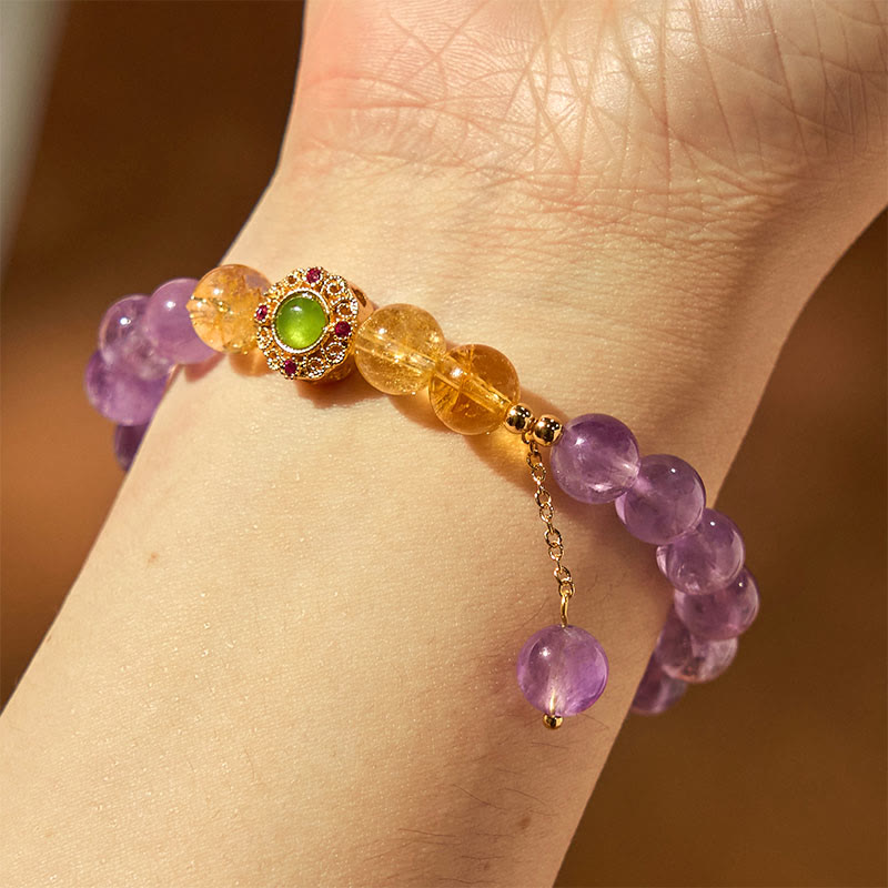 Foviel Natural Amethyst Meditation Balance Bracelet