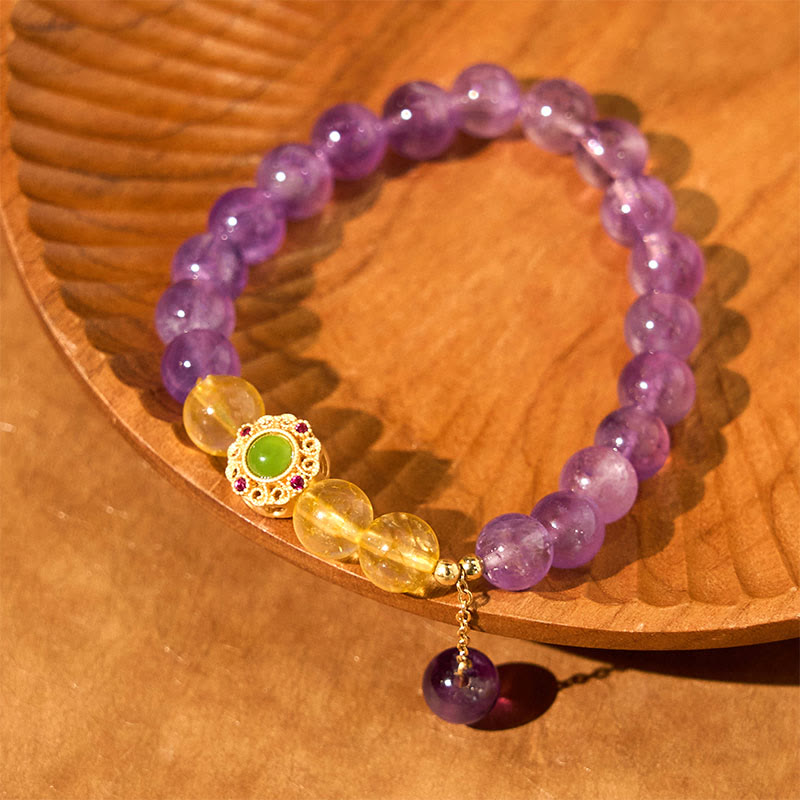 Foviel Natural Amethyst Meditation Balance Bracelet