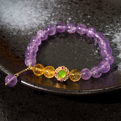 Foviel Natural Amethyst Meditation Balance Bracelet