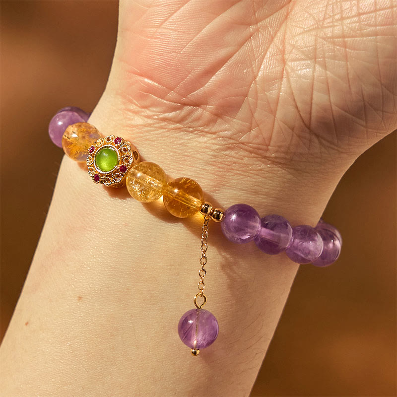 Foviel Natural Amethyst Meditation Balance Bracelet