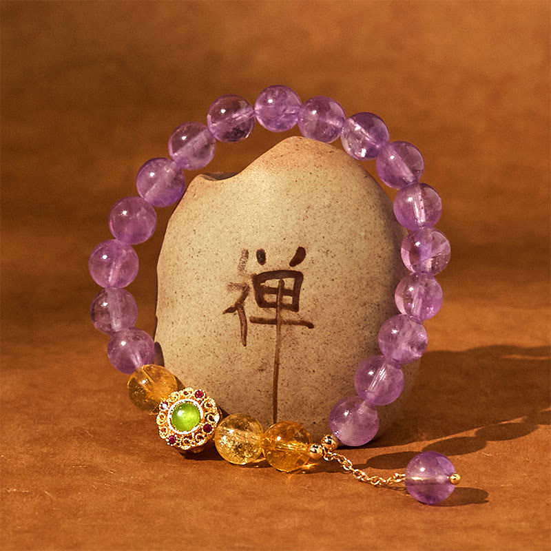 Foviel Natural Amethyst Meditation Balance Bracelet