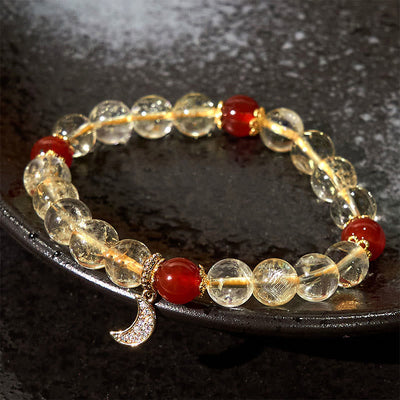 Foviel Citrin Rot Achat Mond Wohlstand Armband