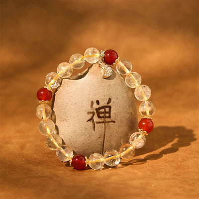 Foviel Citrin Rot Achat Mond Wohlstand Armband